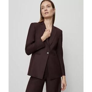 ANN TAYLOR $198 CLASSIC BURGUNDY ONE BUTTON BLAZER SZ 14
